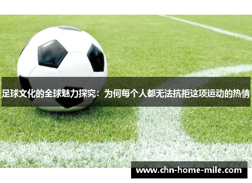 足球文化的全球魅力探究：为何每个人都无法抗拒这项运动的热情